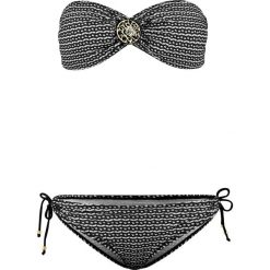 Bikini bandeau (2 części) bonprix czarno-biały wzorzysty. Czarne bikini bonprix, z nadrukiem. Za 89.99 zł.