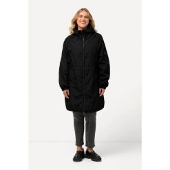 Damskie Kurtka wewnętrzny sznurek ściągający stójka dwukierunkowy zamek. Czarne kurtki damskie Ulla Popken, plus size, bez wzorów, z materiału, bez kaptura. W wyprzedaży za 559.99 zł.