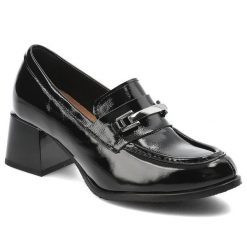 Czarne Półbuty Armodo Eleganckie Obuwie Damskie. Czarne półbuty damskie Armodo, bez wzorów, bez obcasa, bez zapięcia. Za 399.00 zł.