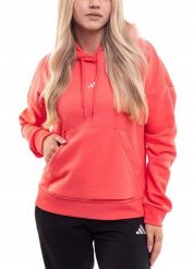 Damska bluza adidas Essentials Small Logo Feel Cozy Hoodie koralowa. Pomarańczowe bluzy damskie Adidas, xs, bez wzorów, z bawełny, z kapturem. Za 238.70 zł.