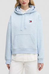 TOMMY JEANS Błękitna damska bluza. Niebieskie bluzy damskie Tommy Jeans, s, bez wzorów, z jeansu, z kapturem. W wyprzedaży za 360.99 zł.