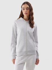 4F Bluza dresowa rozpinana z kapturem damska - szara M. Szare kardigany damskie 4F, m, bez wzorów, z bawełny. W wyprzedaży za 69.99 zł.