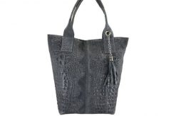 Worek skórzany BARBERINI'S szary 375/7-3. Szare shopper bag Barberinis, bez wzorów, ze skóry, bez dodatków. Za 219.99 zł.