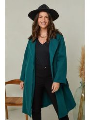 Curvy Lady Płaszcz przejściowy w kolorze ciemnozielonym rozmiar: 44/46. Zielone płaszcze damskie Curvy Lady, bez wzorów, z tkaniny, bez kaptura. Za 195.99 zł.