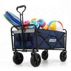 Wózek do transportu sprzętu kempingowego składany - 100 kg - ciemnoniebieski. Niebieskie spacerówki LUVEGO. Za 299.99 zł.