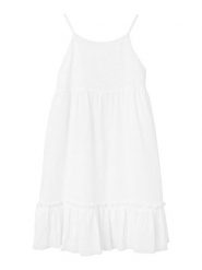 NAME IT Sukienka letnia 13227423 Biały Regular Fit. Białe sukienki dziewczęce Name it, bez wzorów, z bawełny, bez ramiączek, proste. Za 149.99 zł.
