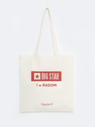 Torba bawełniana unisex Radom 102. Białe torby podróżne Big Star, z bawełny, na ramię, z nadrukiem, bez dodatków. Za 4.99 zł.