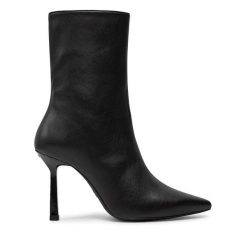Botki HUGO. Czarne botki damskie Hugo, bez obcasa, na szpilce, bez zapięcia. Za 929.99 zł.