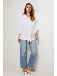 Lin Passion Lniana koszula w kolorze białym rozmiar: 34/36. Białe koszule damskie Lin Passion, bez wzorów, ze lnu, klasyczne, bez kołnierzyka, bez ramiączek. Za 173.99 zł.