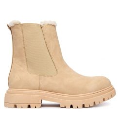 Botki Calvin Klein. Brązowe botki damskie Calvin Klein, bez obcasa, na płaskiej podeszwie, bez zapięcia. Za 439.99 zł.