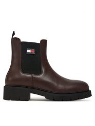 Tommy Jeans Sztyblety Tjw Chelsea Leather Boot EN0EN02825 Brązowy. Brązowe botki damskie Tommy Jeans, z jeansu, bez obcasa, na płaskiej podeszwie, bez zapięcia. Za 489.99 zł.
