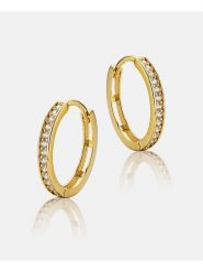 Revoni Złote kolczyki-kreole z cyrkoniami rozmiar: onesize. Żółte kolczyki damskie Revoni, z cyrkonią, złote. Za 1,935.99 zł.