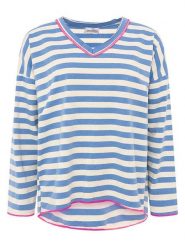 Zwillingsherz Bluza "Neon Stripes" w kolorze biało-niebieskim rozmiar: onesize. Białe bluzy damskie Zwillingsherz, bez wzorów, bez kaptura. Za 174.50 zł.