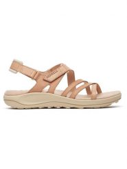 Merrell Skórzane sandały "Harbor Backstrap" w kolorze beżowym rozmiar: 39. Brązowe sandały damskie Merrell, bez wzorów, z otwartym noskiem, bez obcasa, bez zapięcia. Za 245.96 zł.