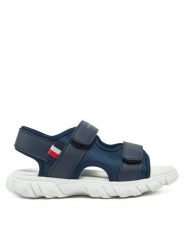 Tommy Hilfiger Sandały Velcro Sandal T1B2-33898-1591 S Granatowy. Niebieskie sandały chłopięce Tommy Hilfiger, ze skóry, bez zapięcia. Za 159.99 zł.