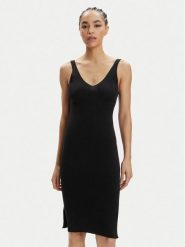 ONLY Sukienka letnia Lina 15286410 Czarny Slim Fit. Czarne sukienki damskie Only, bez wzorów, z syntetyku, bez ramiączek. Za 109.99 zł.
