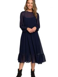 Stylove Sukienka w kolorze granatowym rozmiar: M. Niebieskie sukienki damskie Stylove, bez wzorów, bez ramiączek. Za 238.29 zł.