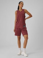 4F Spodenki do koszykówki szybkoschnące uniseks - burgundowe S. Czerwone spodenki sportowe damskie 4F, l, bez wzorów, do koszykówki. Za 149.99 zł.