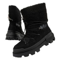 Buty śniegowce Lee Cooper LCJ-24-47-3148L czarne. Czarne śniegowce damskie z materiału, przed kolano. Za 332.50 zł.