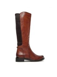 Caprice Oficerki 9-25513-41 Brązowy. Brązowe kozaki damskie Caprice, z materiału, bez obcasa, na płaskiej podeszwie, bez zapięcia. Za 719.99 zł.