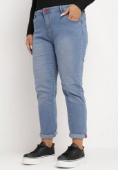Niebieskie Jeansy Skinny z Efektem Push-Up Nevellia. Niebieskie jeansy damskie Born2be, z aplikacjami, z jeansu. Za 54.99 zł.