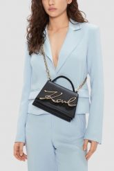 KARL LAGERFELD Czarna mała skórzana torebka K/signature 2.0. Czarne torebki wieczorowe damskie KARL LAGERFELD, bez wzorów, ze skóry, na ramię, małe, bez dodatków. W wyprzedaży za 1,049.99 zł.