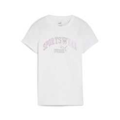 Damska koszulka ESS+ LOGO LAB PUMA White. Białe koszulki sportowe damskie Puma, s, bez wzorów, z gumy, bez ramiączek, na jogę i pilates. Za 168.00 zł.