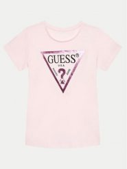 Guess T-Shirt J73I56K 8HM0 Różowy Regular Fit. Czerwone koszulki i t-shirty dziewczęce Guess, z aplikacjami, z bawełny, bez kołnierzyka, bez ramiączek. Za 69.99 zł.