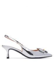 LOVE MOSCHINO Czółenka JA10366G0OJE090B Srebrny. Szare czółenka damskie Love Moschino, bez wzorów, ze skóry, bez obcasa. Za 939.99 zł.