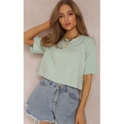 Miętowy T-shirt Phelista. Zielone t-shirty damskie Renee, l, bez wzorów, z jeansu, bez kołnierzyka. Za 34.99 zł.
