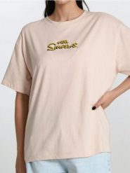 Koszulka The Simpsons - kremowy. Białe koszulki damskie Sinsay, l, bez wzorów, bez kołnierzyka, bez ramiączek. W wyprzedaży za 24.99 zł.