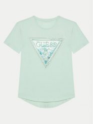 Guess T-Shirt J5GI15 K6YW4 Zielony Regular Fit. Zielone koszulki i t-shirty dziewczęce Guess, z aplikacjami, z bawełny, bez kołnierzyka, bez ramiączek. Za 79.99 zł.