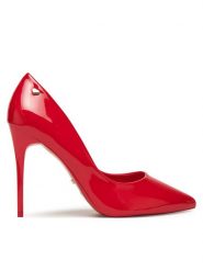 DeeZee Szpilki AB2-4503A Czerwony. Czerwone szpilki damskie DeeZee, bez wzorów, ze skóry, bez obcasa, na szpilce, bez zapięcia. Za 139.99 zł.