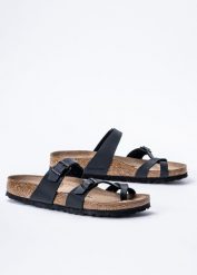 Japonki damskie Birkenstock Mayari BF (71793). Czarne klapki damskie Birkenstock, bez wzorów, bez obcasa, bez zapięcia. Za 299.99 zł.