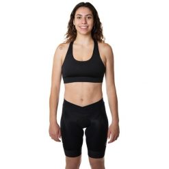 Szorty rowerowe damskie SERENA - Czarne. Czarne spodenki sportowe damskie C-LAB, na lato, l, bez wzorów, ze skóry, z standardowym stanem, rowerowe. Za 412.83 zł.