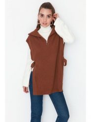 Trendyol Kamizelka w kolorze brązowym rozmiar: 42. Brązowe kamizelki damskie Trendyol, bez wzorów, bez kaptura. Za 73.99 zł.