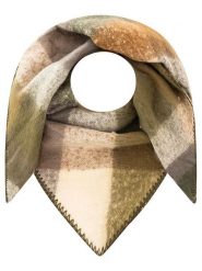 Zwillingsherz Chusta trójkątna "Karo" w kolorze oliwkowo-kremowym - 76 x 68 cm rozmiar: onesize. Brązowe chusty damskie Zwillingsherz, bez wzorów, z materiału. Za 73.95 zł.