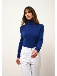 Just Cashmere Kaszmirowy golf "Ava" w kolorze niebieskim rozmiar: S. Niebieskie golfy damskie Just Cashmere, s, bez wzorów, z kaszmiru, bez ramiączek. Za 390.92 zł.