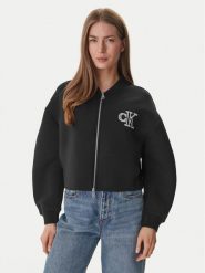Calvin Klein Bluza LV047AB508 Czarny Boxy Fit. Czarne bluzy damskie Calvin Klein, xs, bez wzorów, z syntetyku, bez kaptura. Za 699.99 zł.