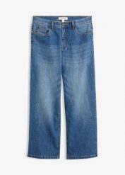 Jeansy wide leg, średni stan. Czarne jeansy damskie bonprix. Za 117.99 zł.
