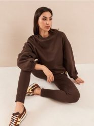Bawełniane legginsy w prążek - brązowy. Brązowe legginsy damskie Sinsay, l, bez wzorów, z bawełny. Za 29.99 zł.