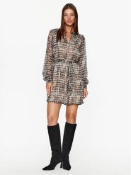 Vila Sukienka codzienna Falia 14087649 Beżowy Regular Fit. Brązowe sukienki damskie Vila, bez wzorów, z syntetyku, bez ramiączek. Za 129.99 zł.