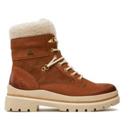 Trzewiki Remonte. Brązowe botki damskie Remonte, bez obcasa, na płaskiej podeszwie, bez zapięcia. Za 499.99 zł.