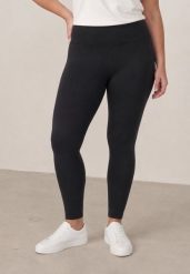 Czarne Gładkie Legginsy z Wysokim Stanem i Panelem Podkreślającym Talię Noseno. Czarne legginsy damskie Born2be, plus size, bez wzorów, z jeansu. Za 79.99 zł.