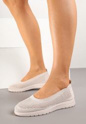 Beżowe Tenisówki z Siateczkową Cholewką Avisela. Brązowe obuwie sportowe damskie Born2be, na wiosnę, z jeansu, bez zapięcia, tenisowe. Za 44.99 zł.