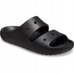 Klapki Dla Dorosłych Crocs Classic V2 Sandal. Szare klapki damskie Crocs, bez wzorów, z materiału, bez obcasa, bez zapięcia. Za 135.99 zł.