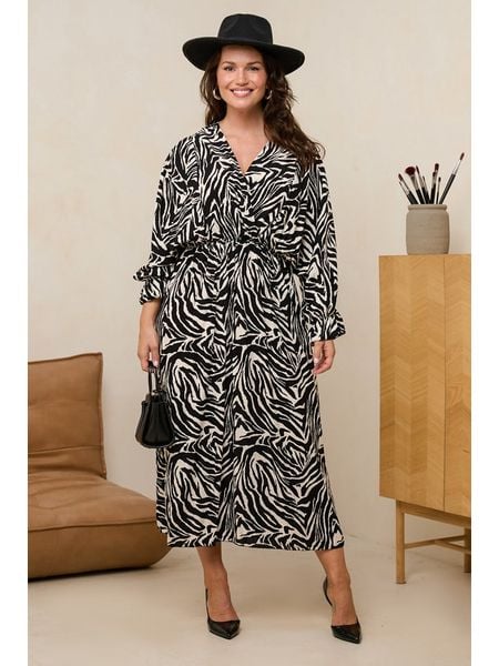 Curvy Lady Sukienka w kolorze czarno-kremowym rozmiar: 40/42. Brązowe sukienki damskie Curvy Lady, bez wzorów, z wiskozy, klasyczne, bez ramiączek. Za 136.78 zł.