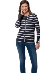 Heine Kardigan w kolorze granatowo-kremowym rozmiar: 46. Niebieskie kardigany damskie Heine, bez wzorów, ze splotem. Za 96.60 zł.