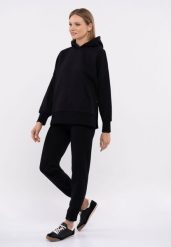 Bluza oversize B-LOVE. Czarne bluzy damskie Volcano, m, bez wzorów, z bawełny, z kapturem. Za 179.99 zł.
