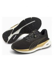 Puma Buty "Eternity Nitro" w kolorze czarno-złotym do biegania rozmiar: 38. Czarne obuwie sportowe damskie Puma, bez zapięcia, do biegania. Za 218.05 zł.